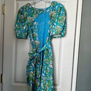 Lilly Pulitzer Blue and Green Floral Midi Dress